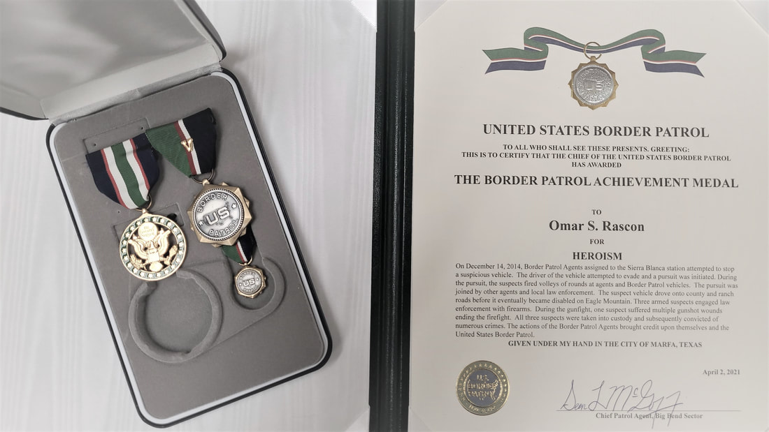 USBP Achievement Medal Certificate for Omar Rascon