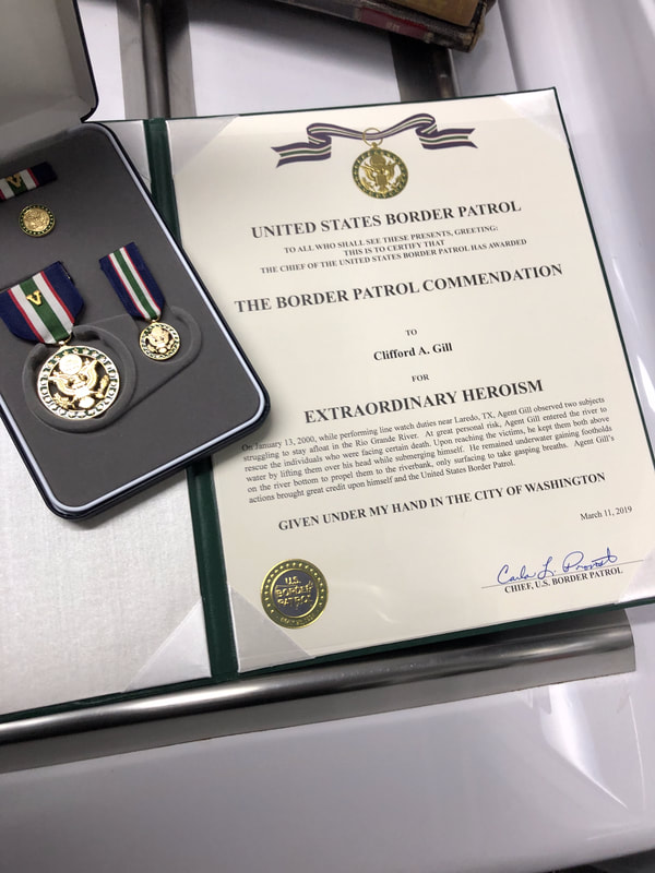 USBP Commendation Medal Certificate for extraordinary heroism for Clifford Gill