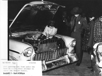 Border Patrol USBP Miscellaneous Historical history smuggling lady hiding in car engine compartment