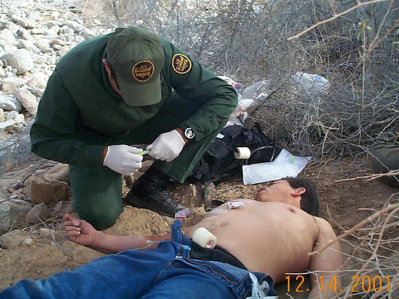Border Patrol USBP miscellaneous modern agent EMS saving an aliens in the desert