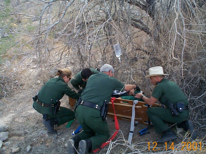Border Patrol USBP miscellaneous modern agents saving an alien in the desert