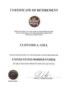 U.S. Border Patrol Certificate of Retirement