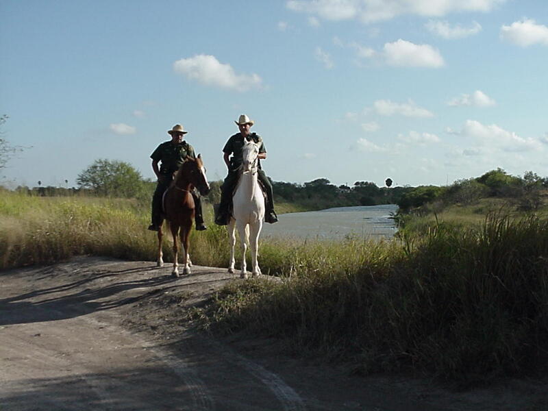 Border Patrol USBP miscellaneous modern horse patrol two agents by the river
