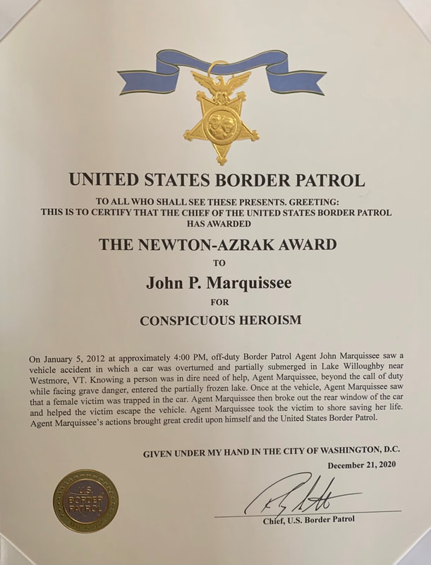 Newton-Azrak Award certificate for John P. Marquissee