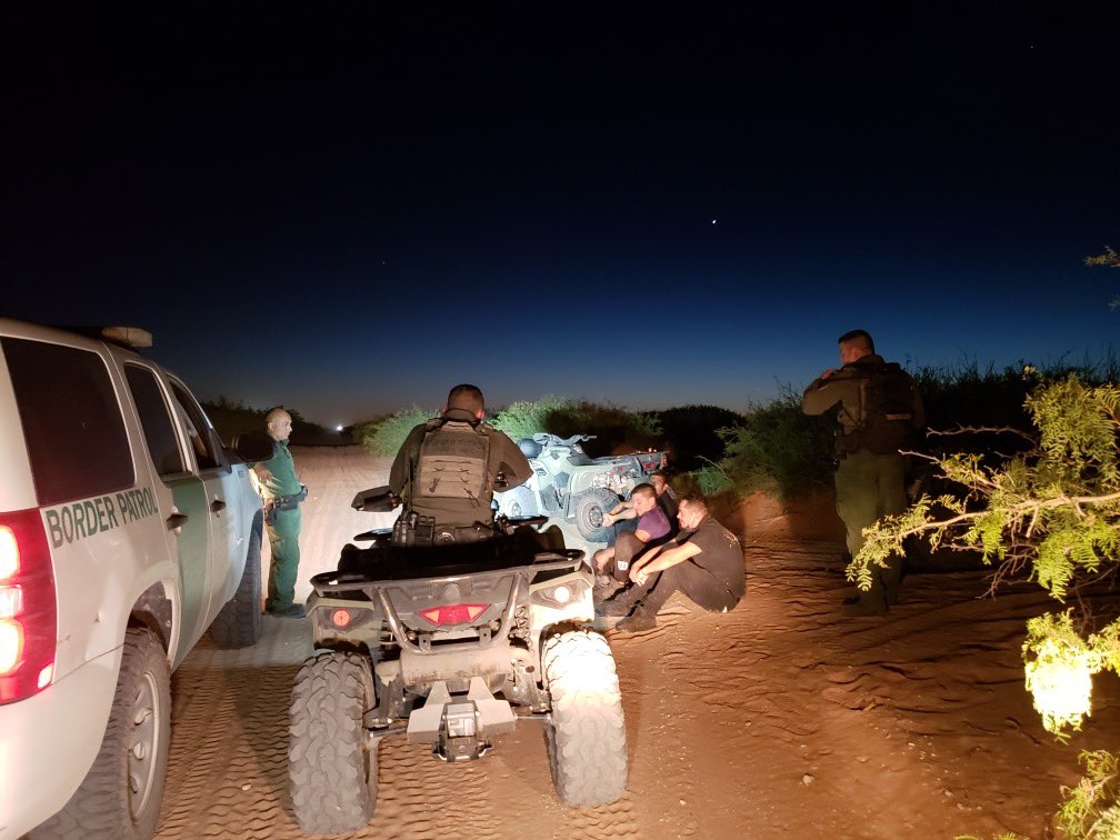 Border Patrol USBP miscellaneous modern agents arresting aliens at night with ATVs