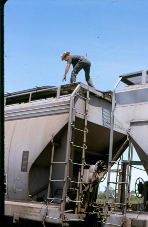 USBP Border Patrol photographs 1970-1990 an agent walking on top of a train