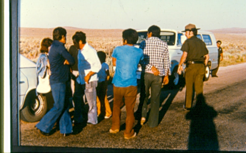USBP Border Patrol photographs 1970-1990 an agent arresting a group of aliens
