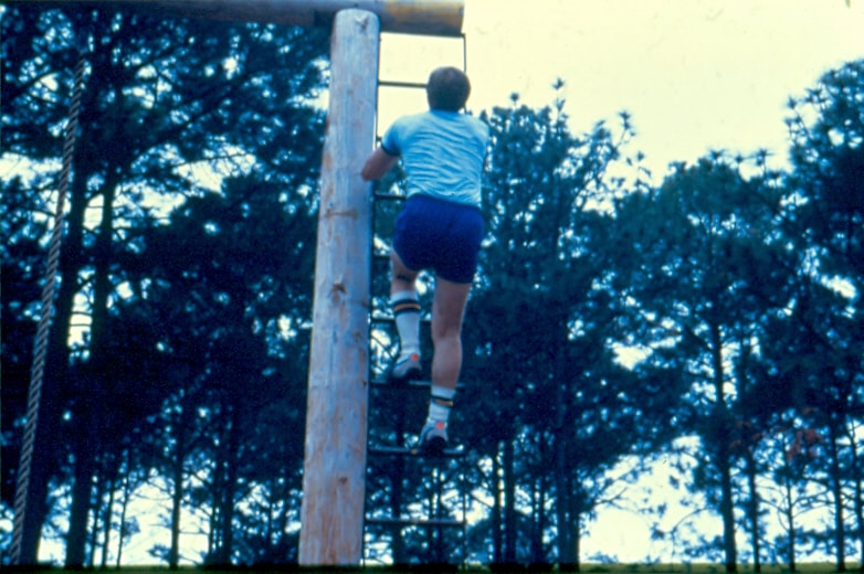 USBP Border Patrol photographs 1970-1990 trainee climbing a telephone pole