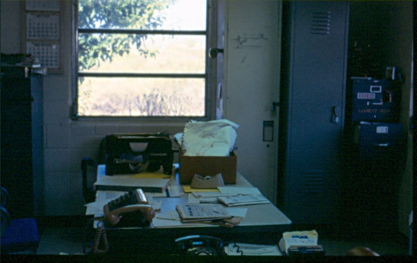 USBP Border Patrol photographs 1970-1990 an office desk at a station