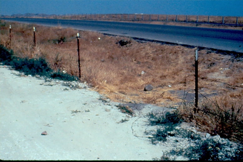 USBP Border Patrol photographs 1970-1990 side of the road barbed wire fence