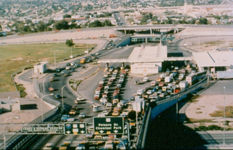 USBP Border Patrol photographs 1970-1990 car approaching a port of entry