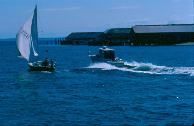 USBP Border Patrol photographs 1970-1990 a boat passing a sail boat