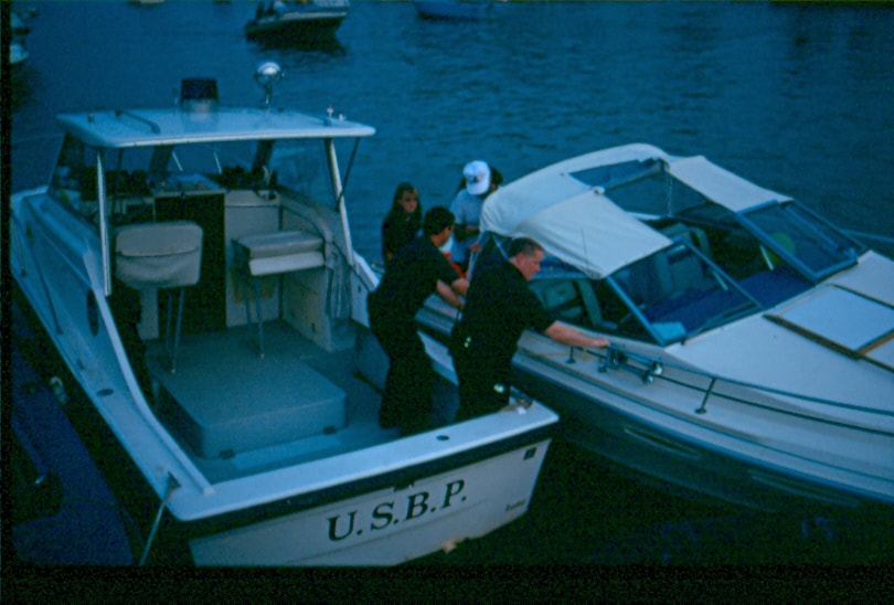 USBP Border Patrol photographs 1970-1990 agents boarding a boat