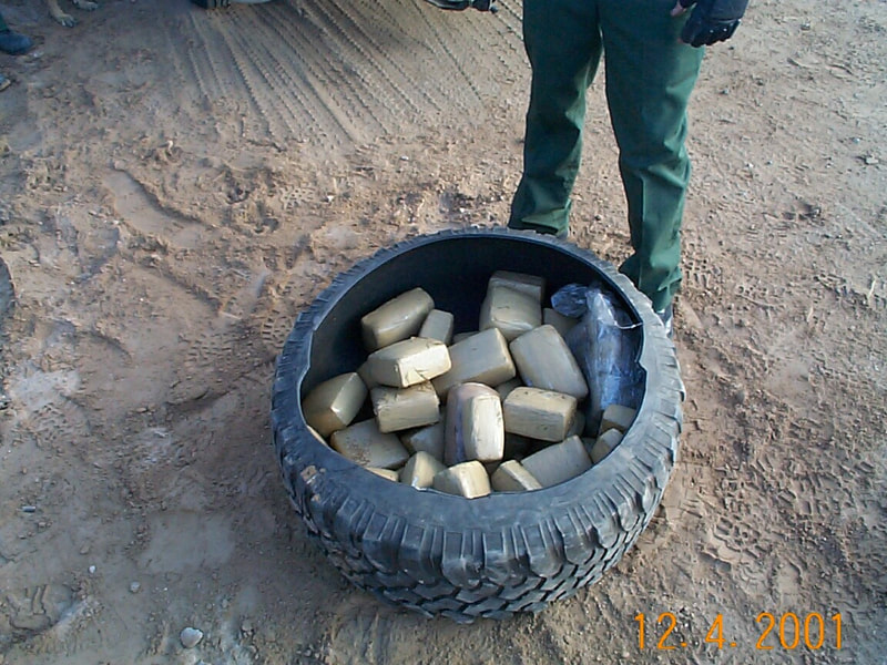 Border Patrol USBP miscellaneous modern agents find drugs in a tire