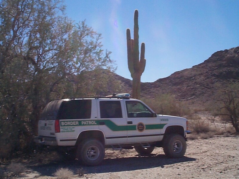 Border Patrol USBP miscellaneous modern Tahoe park in the shade near a large cactus 
