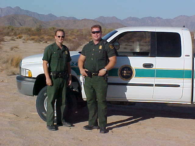 Border Patrol USBP miscellaneous modern two agents in front of a pickup truck
